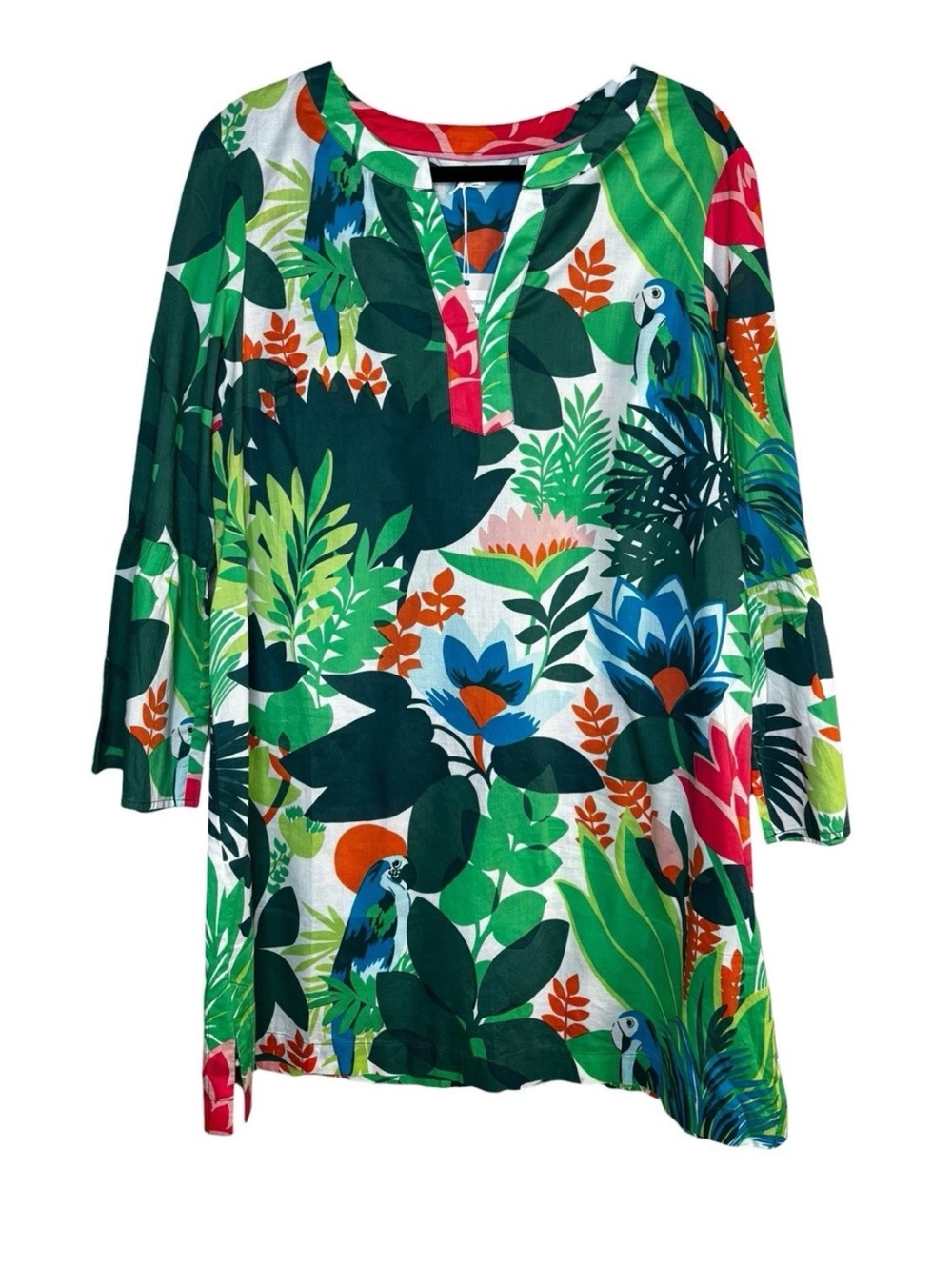NWT Boden Jodie Kaftan Tunic Coverup Size US 12 R Tropical Print Green Floral
